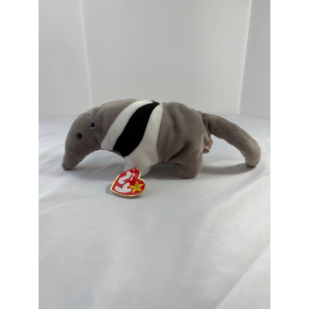 Ty Beanie Babies Ants Anteater Grey Black White 1997 Good Condition Plush Toy